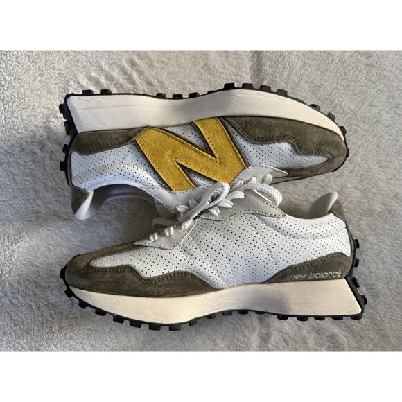 New Balance 327 Sneakers Men’s Sz 8 White Yellow Olive Green (MS327PO) main image 7
